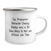 Funny Tax Preparer Gifts from Friends, Unique Christmas Unique Gifts for Tax Preparer, 12 oz Stainless Steel Camping Mug with Quirky Quote - Image 2